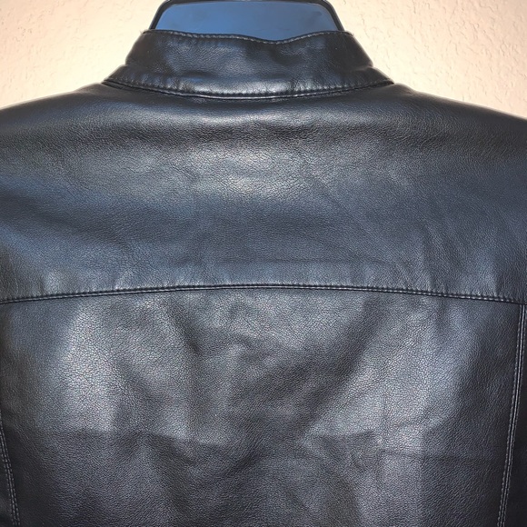 Baccini Black Vegan Faux Leather Moto Jacket Sz SP - Picture 11 of 11